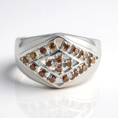 Anello da uomo placcato in platino con Diamante Fancy