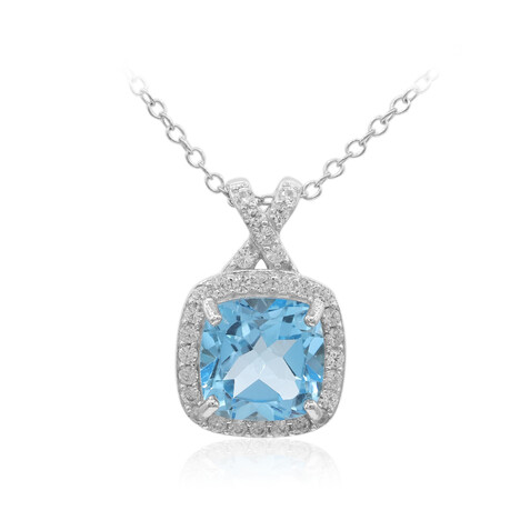 Schweizblauer Topas-Silberhalskette