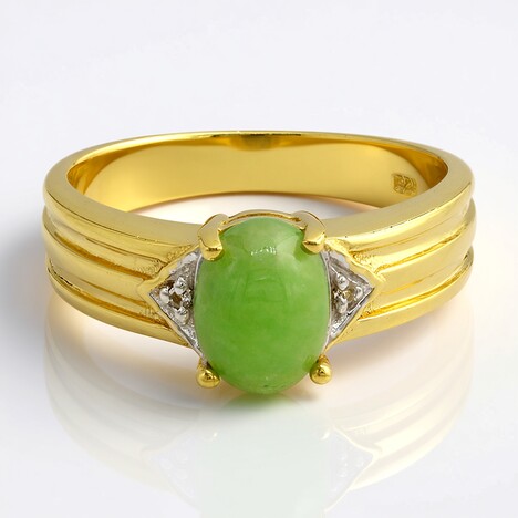 Anello placcato in oro con Crisoprasio Imperiale