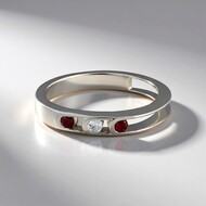 Pierścionek ze srebra platynowanego - Spinel czerwony szlachetny Noble Red (Adela Silber)