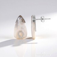 White Agate Silver Earrings (Bali Barong)