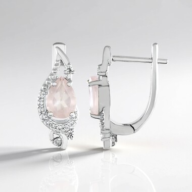Boucles d'oreilles en argent et Quartz rose