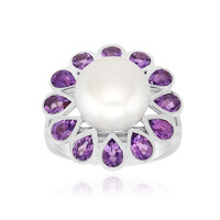 Bague en argent et Perle blanche de culture d'eau douce (Michelle Albala)