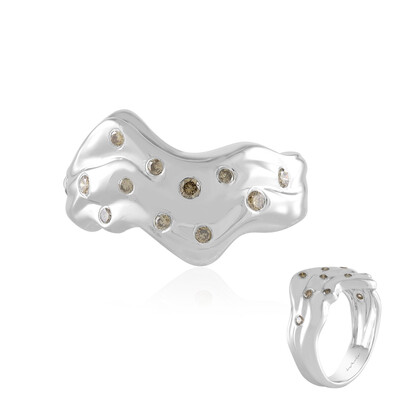 Zilveren ring met I2 Champagne Diamanten (de Melo)