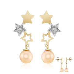 Pendientes en plata con Perla Ming durazno