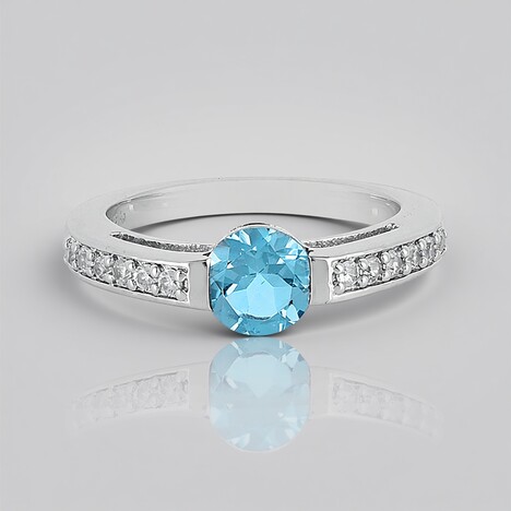 Anello in argento con Topazio Blu Svizzero