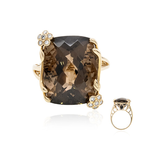 Gouden ring met een rookkwarts (CIRARI)