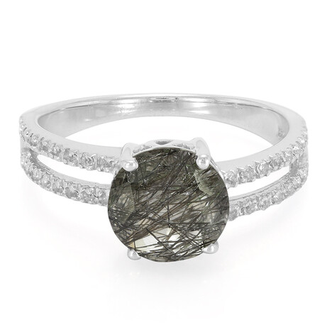 Schwarzer Rutilquarz-Silberring