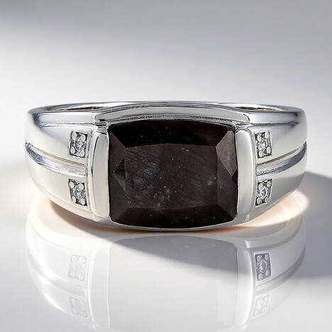 Anello in argento con Zaffiro Color Antracite