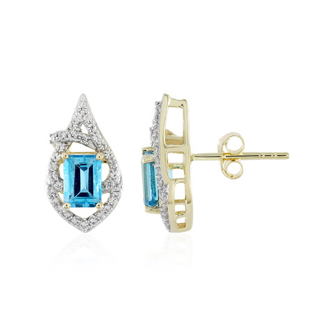 Boucles d'oreilles en or et Topaze bleu Suisse (Adela Gold)