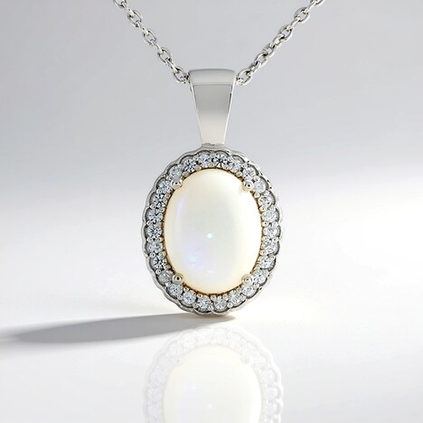 Collana in argento con Pietra di Luna Arcobaleno della Tanzania