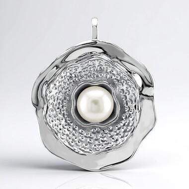 Pendentif en argent et Perle blanche de culture d'eau douce (TPC)