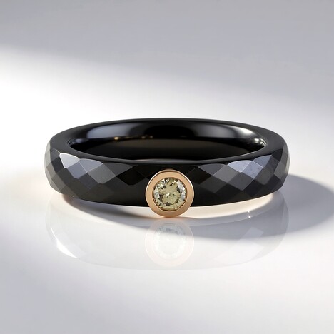 Bague en céramique et Diamant champagne SI2