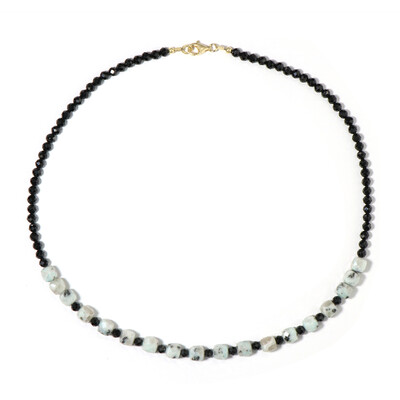 Zilveren halsketting met kiwi jaspisstenen (Riya)