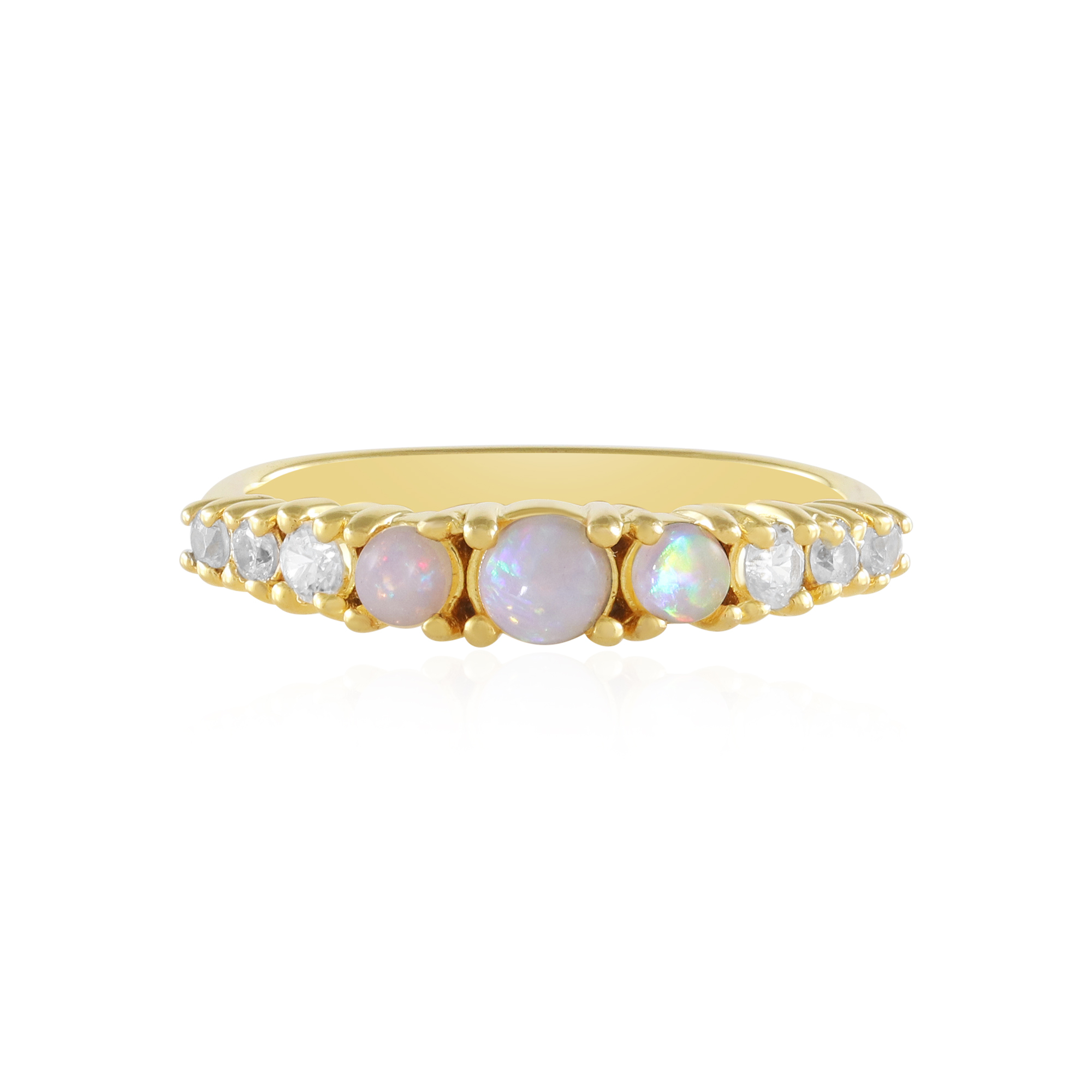 Bague En Argent Plaqué Or Avec Opale - Taille 18 - Neuf Sans Boîte