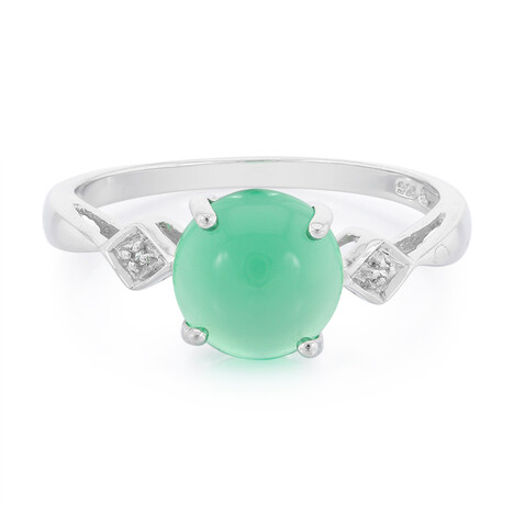 Green Chalcedony Silver Ring