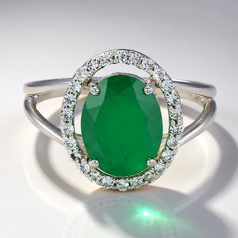 Anello in argento con Calcedonio Verde