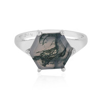 Bague en argent et Agate mousse
