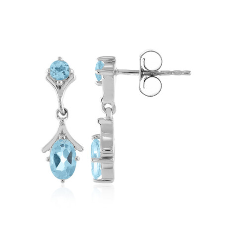 Himmelblauer Topas-Silberohrringe
