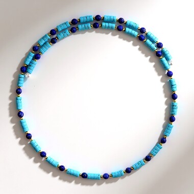 Collar al cuello en acero con Magnesita azul (Riya)