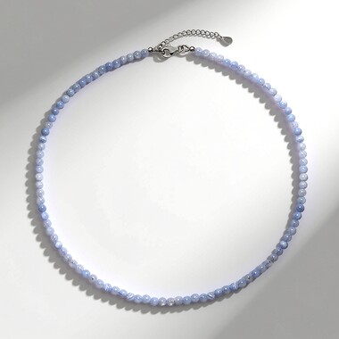 Zilveren halsketting met Blauwe chalcedonen