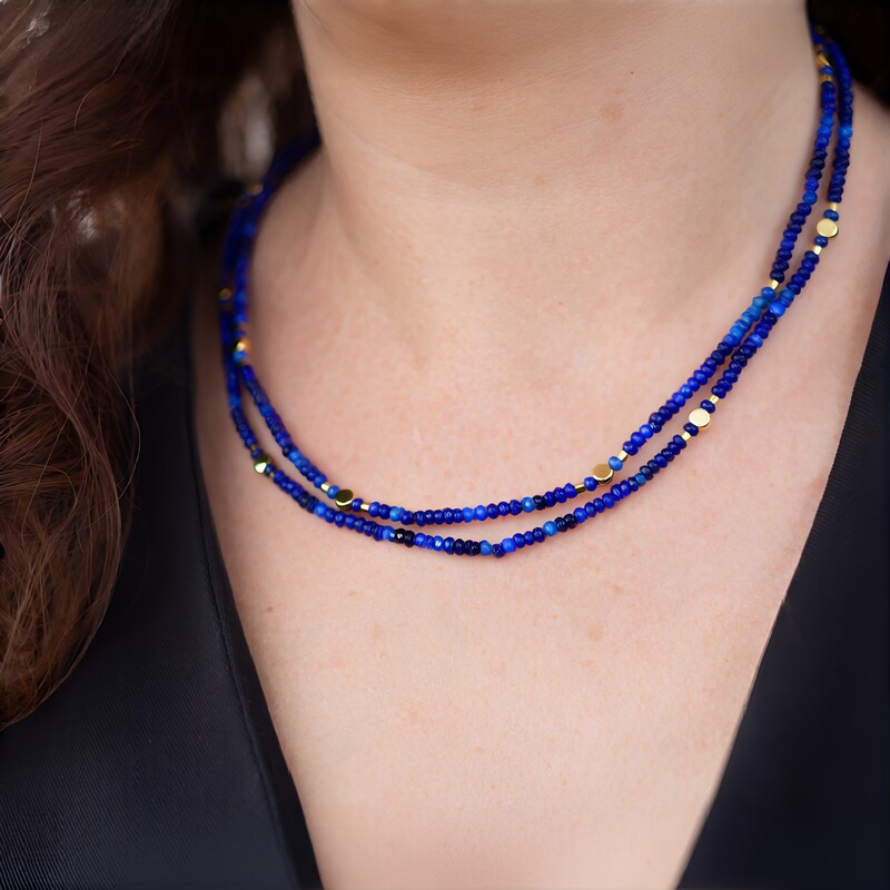 Lapislazuli-Silberhalskette (Riya)