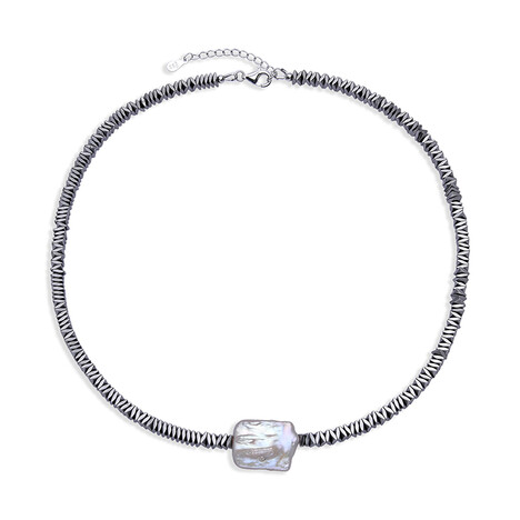 Zilveren halsketting met een Witte zoetwater kweekparel