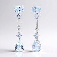 Pendientes en oro con Aguamarina de Brasill AAA (CIRARI)