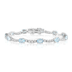 Zilveren armband met hemel-blauwe topaasstenen