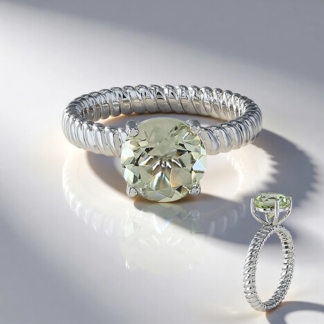 Bague en argent et Améthyste verte