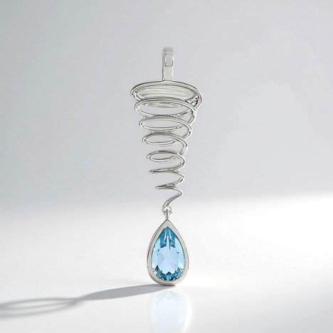 Ciondolo in argento con Topazio Blu Cielo (MONOSONO COLLECTION)
