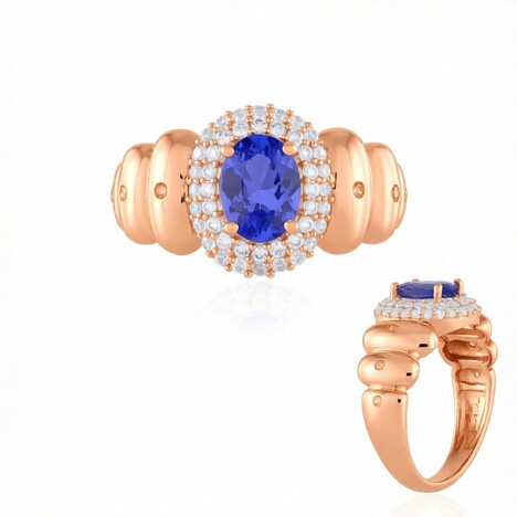 Zilveren ring met een tanzaniet (de Melo Essence)