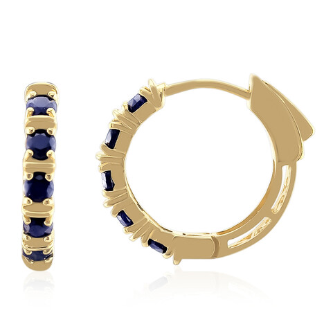 Mitternachtsblauer Saphir-Silberohrringe