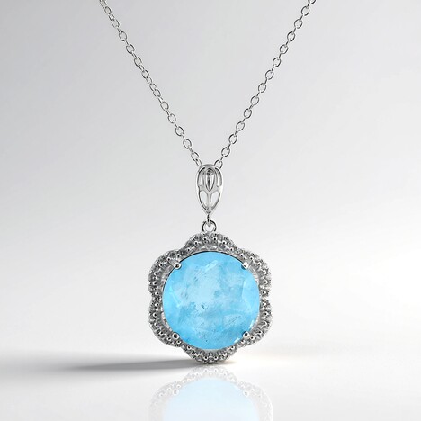Collana in argento con Quarzo blu pastello