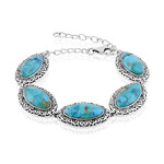 Blauer Kingman Mohave-Türkis-Silberarmband (Jones Lee)