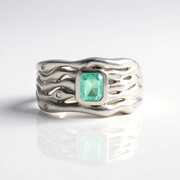 Anello in argento con Smeraldo Color Paraiba (SAELOCANA)