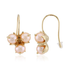 Pendientes en plata con Perla durazno Freshwater