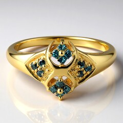 Anello placcato in oro con Diamante Fancy
