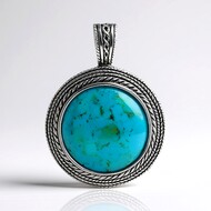 Colgante en plata con Turquesa azul del Mohave Kingman (Faszination Türkis)