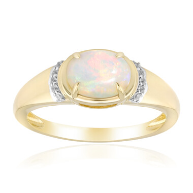 Bague en or et Opale blanche du Brésil