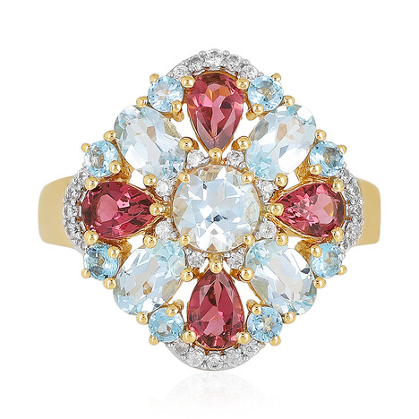 Anillo en plata con Topacio azul cielo