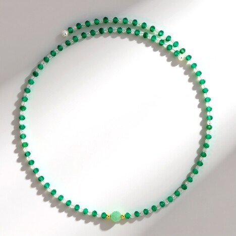 Collier ras du cou en acier et Emeraude du Brésil (Riya)