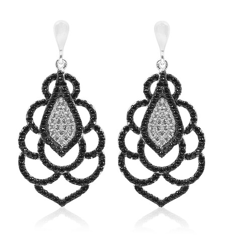 Schwarzer Spinell-Silberohrringe