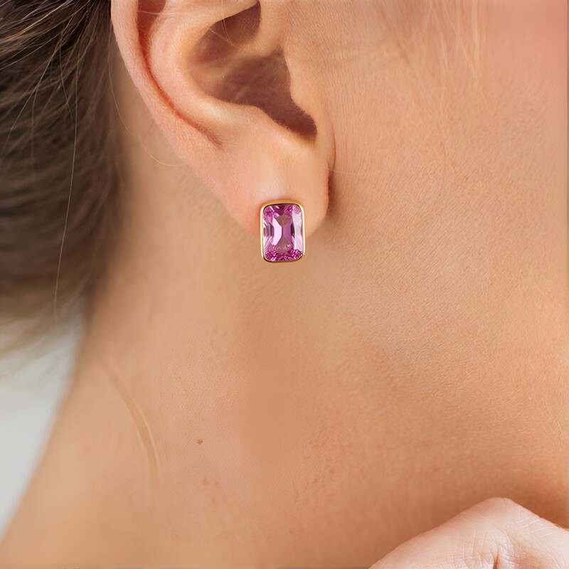 Pinkfarbener Madagaskar-Saphir-Goldohrringe