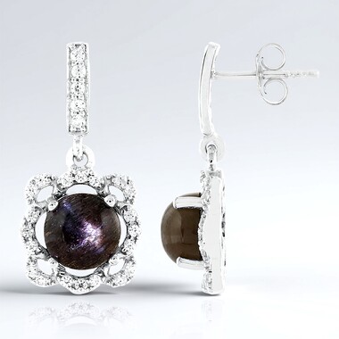 Pendientes en plata con Piedra del sol ojo de gato