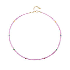 Zilveren halsketting met Ceylon roze saffieren