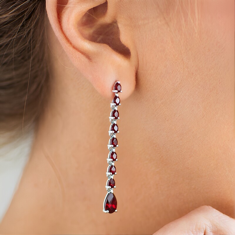 Pendientes en plata con Granate de Mozambique