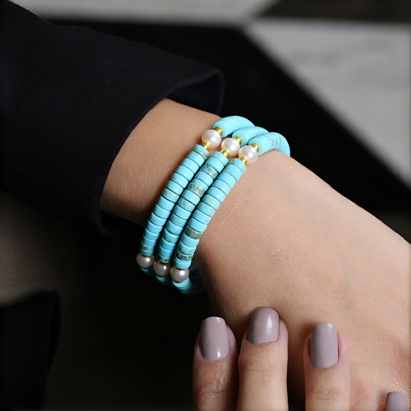 Bracciale in acciaio con Magnesite Blu (Riya)