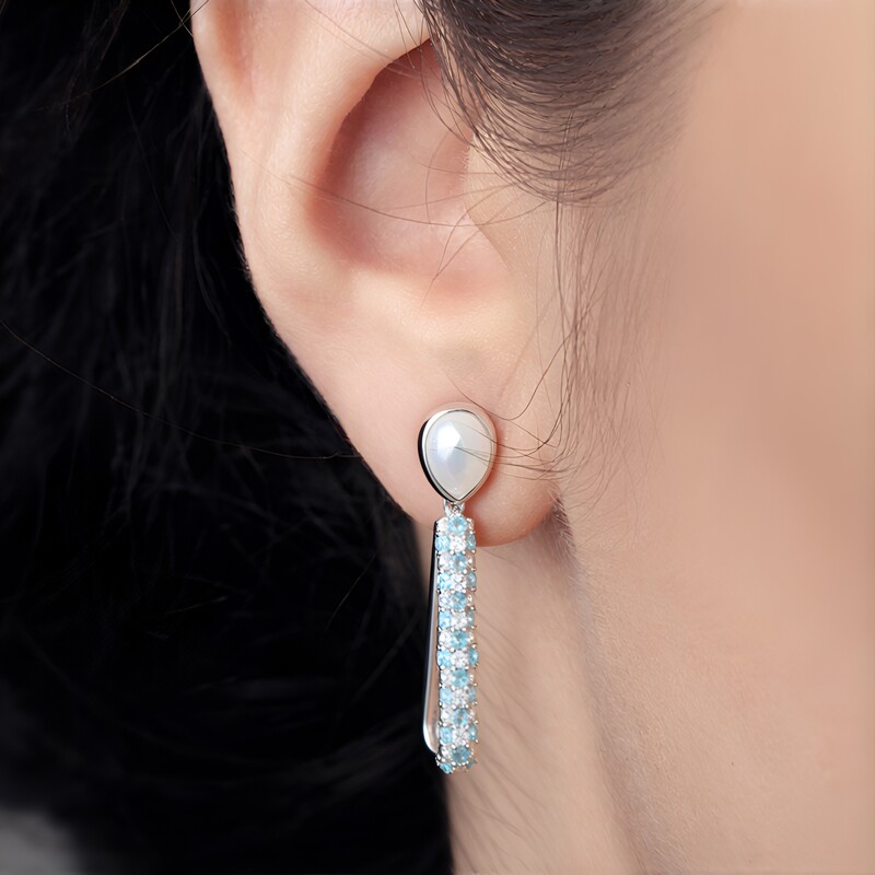 Blue Moonstone Silver Earrings (KM by Juwelo)