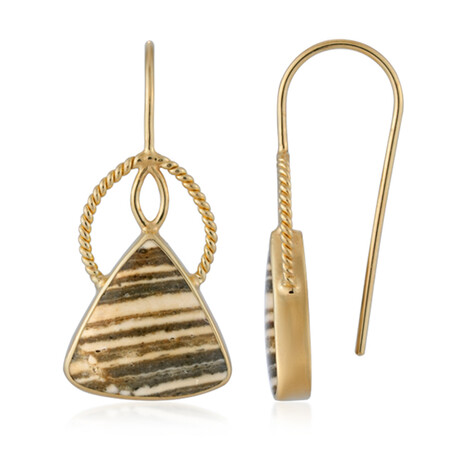 Zebra-Jaspis-Silberohrringe (Bali Barong)